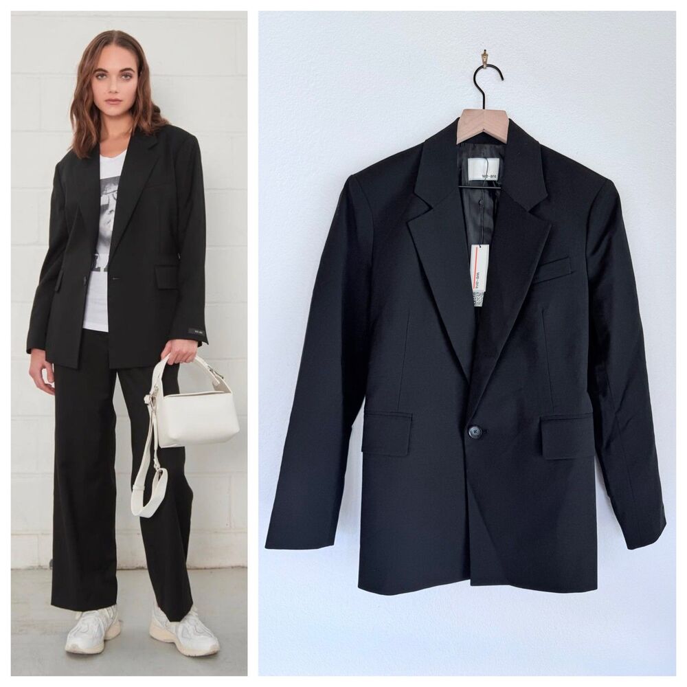 NEW we-ar4 Women's 100% Wool Oversized "The E Blazer" in Black Size XS